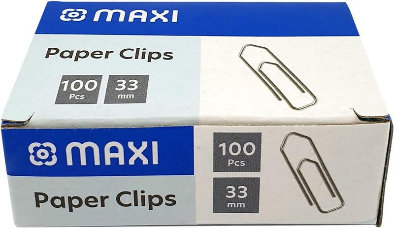 Maxi 33Mm Boat Shape Paper Clip Box Of 100Pc Silver - Image 1