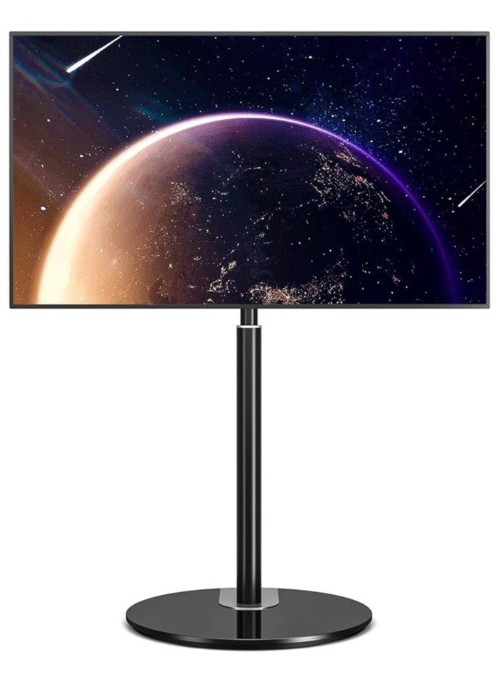 Rfiver Swivel Floor TV Stand – 90° Swivel for 32"-65" LED/LCD TVs, Round Glass Base, Load Capacity 68kg, VESA 400x400mm, Modern Black Design - Image 1