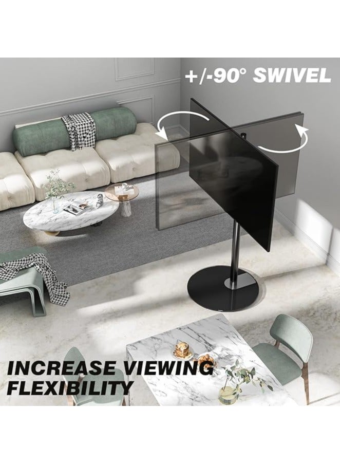 Rfiver Swivel Floor TV Stand – 90° Swivel for 32"-65" LED/LCD TVs, Round Glass Base, Load Capacity 68kg, VESA 400x400mm, Modern Black Design - Image 5