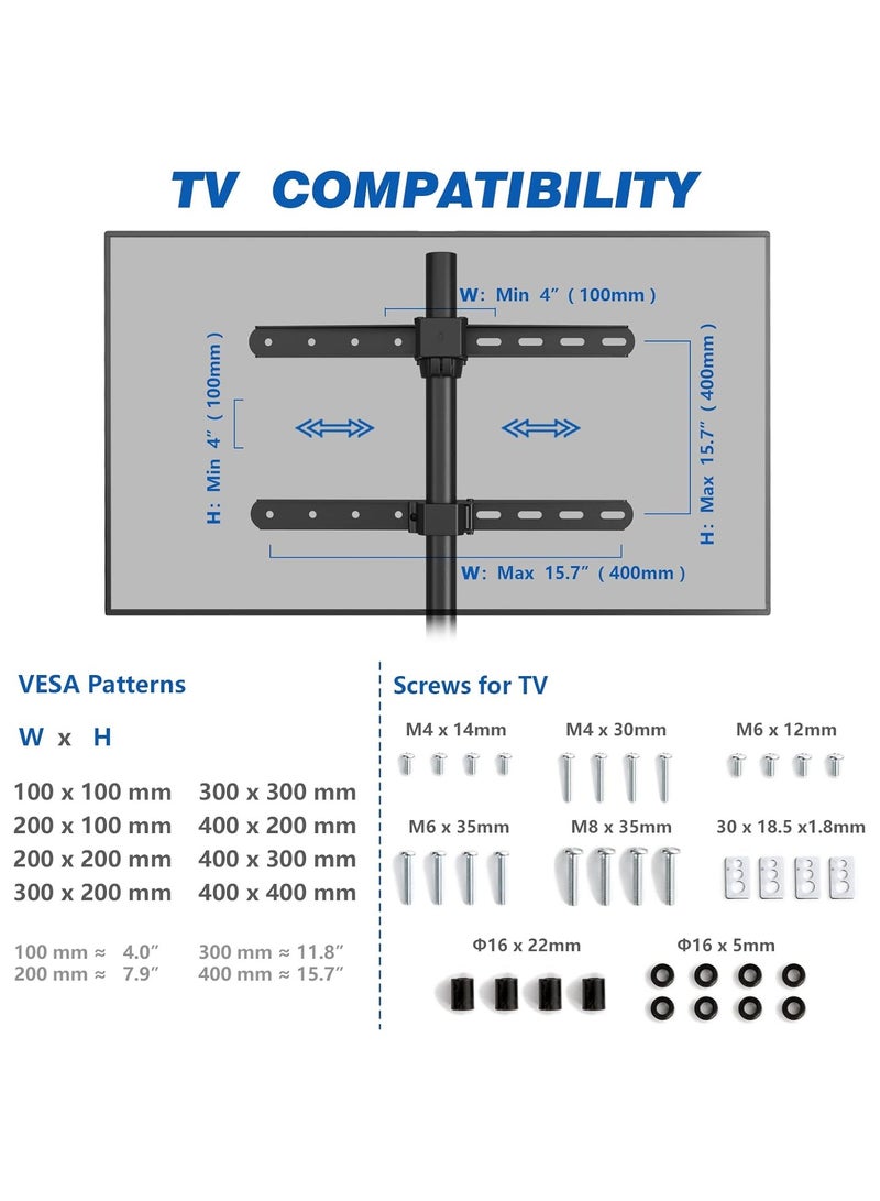 Rfiver Swivel Floor TV Stand – 90° Swivel for 32"-65" LED/LCD TVs, Round Glass Base, Load Capacity 68kg, VESA 400x400mm, Modern Black Design - Image 4