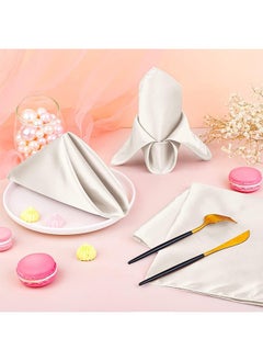 Arabest 10 Pieces Satin Napkins Durable Square Table Napkins Soft Dinner Napkins Elegant Silk Napkins Soft Smooth Fabric Washable Napkins For Parties Dinner 17x17s  - Image 5