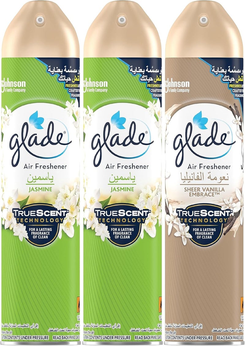 Glade Air Freshener Spray, Jasmin and Vallina Scent (Promo Pack) 300 ml - Image 1