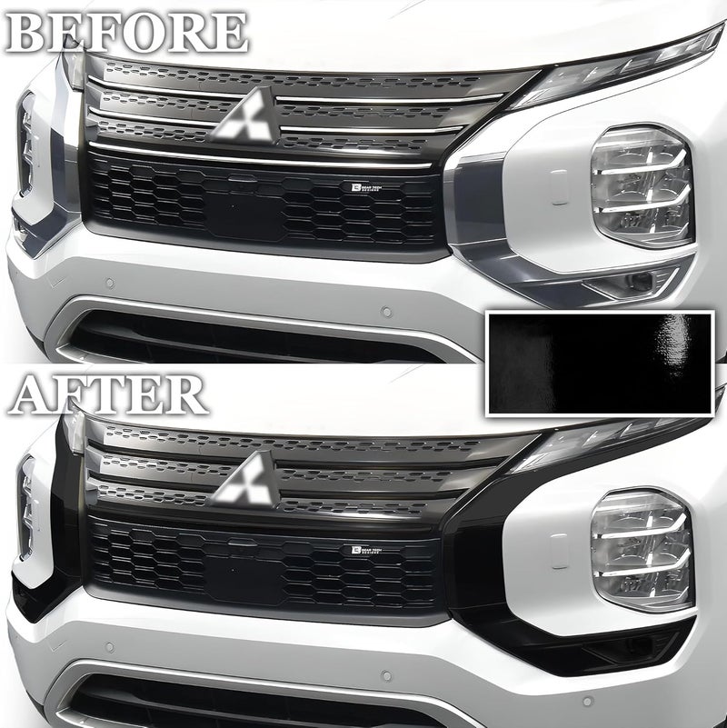 BOGAR TECH DESIGNS Middle Front Chrome Delete Overlay for Mitsubishi Outlander, Gloss Black - Image 3