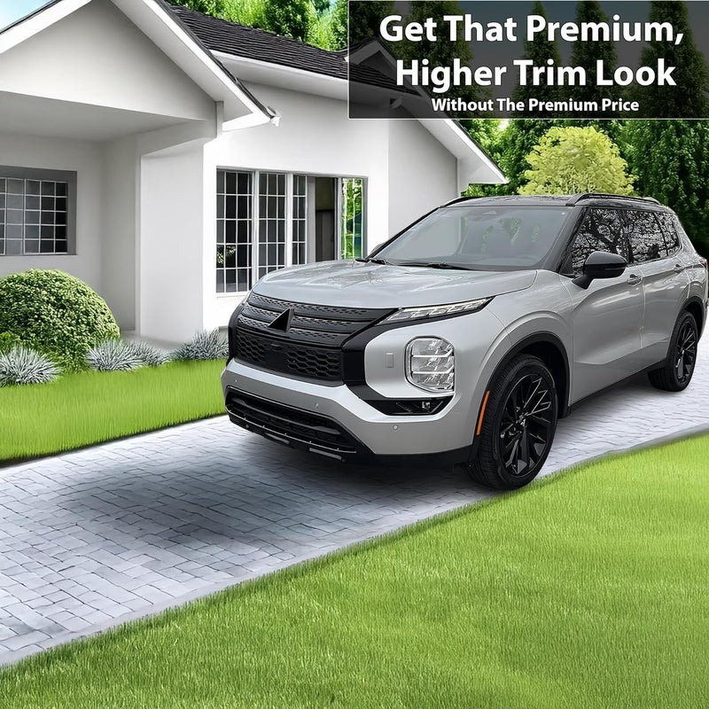 BOGAR TECH DESIGNS Middle Front Chrome Delete Overlay for Mitsubishi Outlander, Gloss Black - Image 2