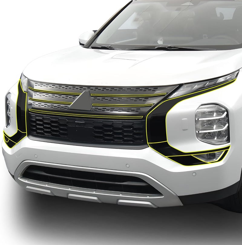 BOGAR TECH DESIGNS Middle Front Chrome Delete Overlay for Mitsubishi Outlander, Gloss Black - Image 1