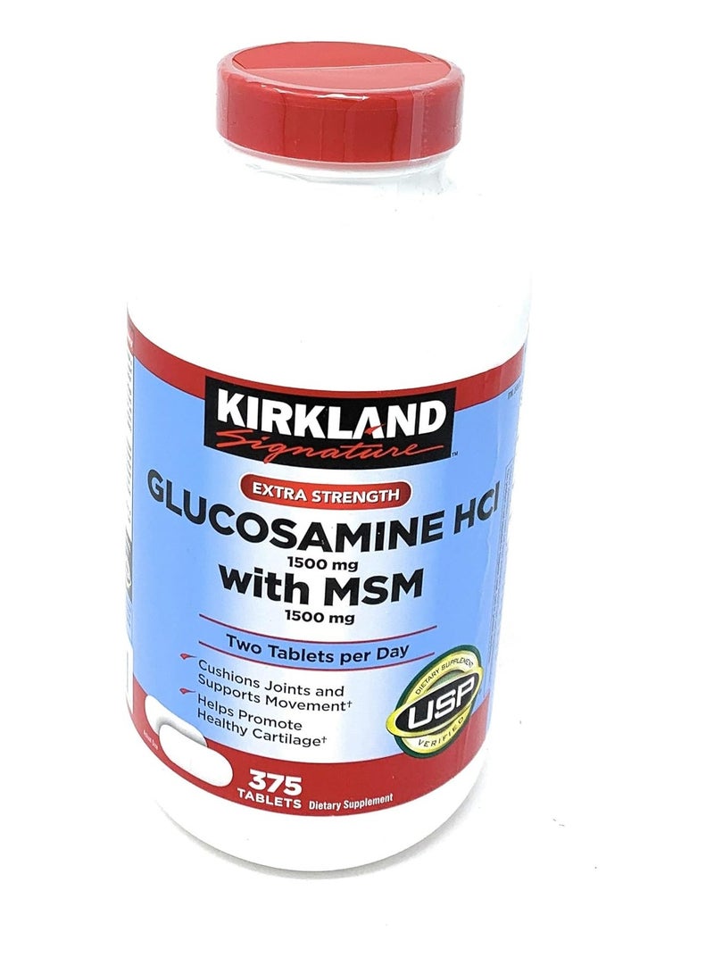 Kirkland Signature Extra Strength Glucosamine Hcl 1500 Mg With Msm 1500 Mg 375 tabs 187 Servings  - Image 1