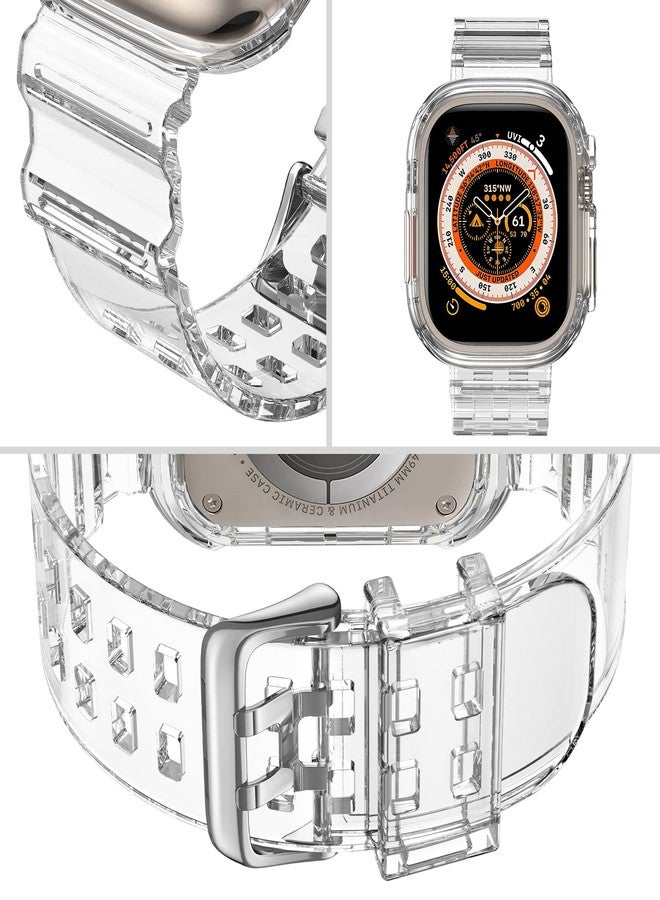 DABAOZA Compatible for Clear Apple Watch Band with Bumper Case 41mm 40mm 38mm, Women Men Glitter Bling TPU Sport Strap for iWatch SE Ultra 3 2 Series 11 10 9 8 7 6 5 4 3 2 1（ClearCrystal,41/40/38） - Image 3