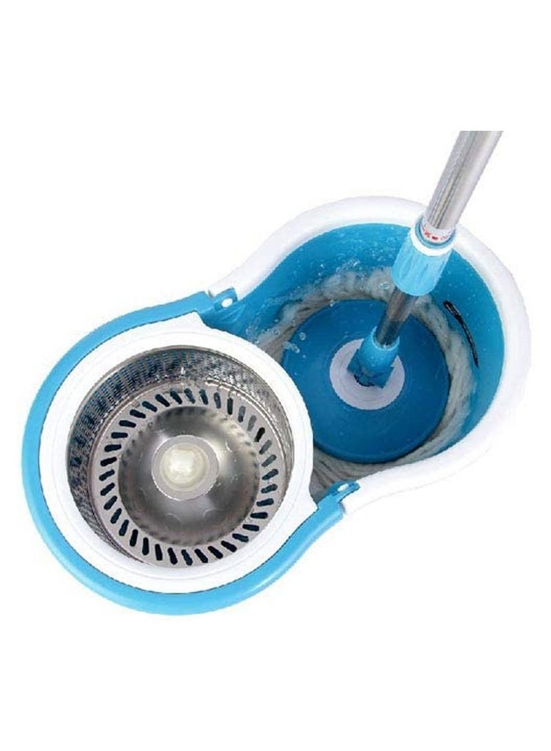 360° Steeliness Steel Rotating Mop With Bucket Dual Mop Heads Use Squeeze Rotating Mop To Quickly Dispensing Rag Floor Mop And Washing Blue Floor Mop - Image 3