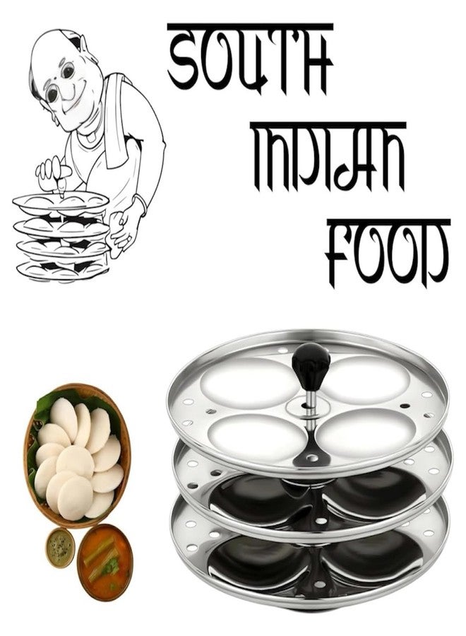 Artha Stainless Steel 3 Rack Idli Stand For Cooking 12 Perfect Idlis Durable And Light Weight Capacity 4 Idlis Per Rack/Plate - Image 2