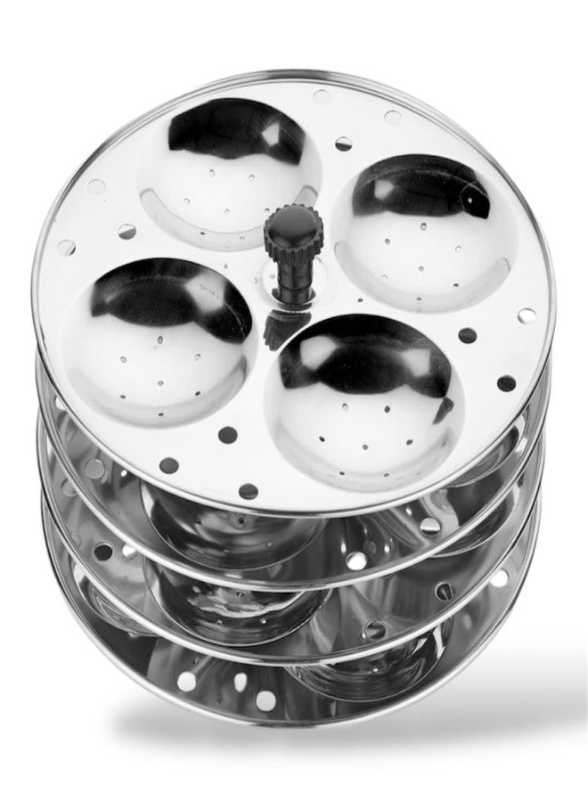 Artha Stainless Steel 3 Rack Idli Stand For Cooking 12 Perfect Idlis Durable And Light Weight Capacity 4 Idlis Per Rack/Plate - Image 1