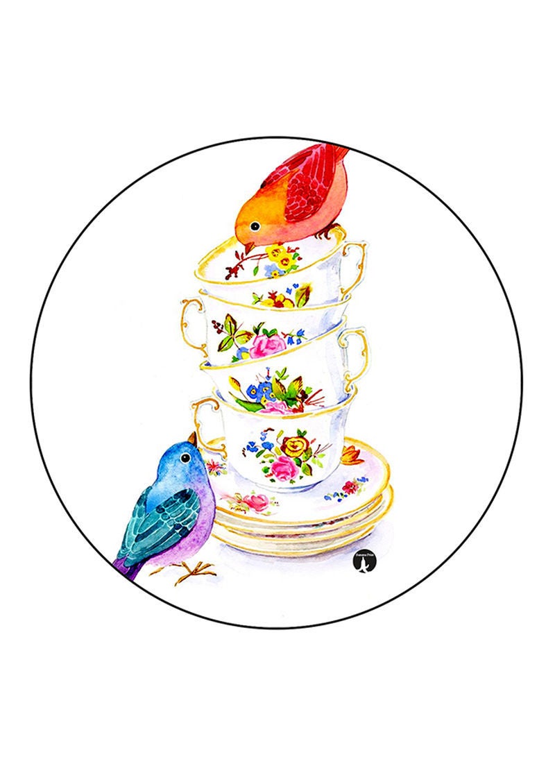 RKN Birds Printed Mouse Pad  Round  Multicolour