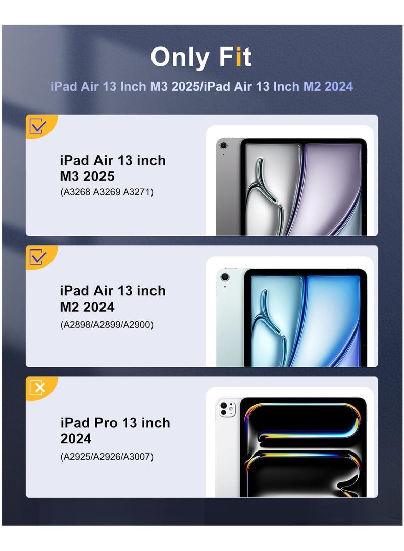 دوسالا حافظة DUSALA 2 في 1 لجهاز iPad Air الجديد مقاس 13 بوصة (M3/M2-2025/2024) مع حامل قلم رصاص، غطاء واقٍ رفيع مع غطاء خلفي شفاف لجهاز iPad Air مقاس 13 بوصة، خاصية الإيقاظ/السكون التلقائي مع زجاج مقسّى - Image 2