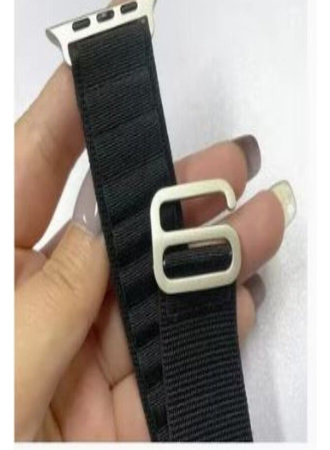 Alpine Loop for Apple Watch 49mm 45 mm mm, Woven Loop with Metal Sport Band with iWatch Band Series Ultra 8 7 6 5 4 3 2 1 SE - Black  - Image 3