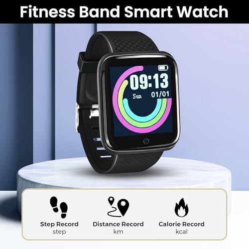 Bouncefit M I D116 Fitness Band Smart Watch for Men, Women, Boys, Girls, Kids – Single Touch Interface, Water Resistant, Workout Modes, Quick Charge Sports Smartwatch – Black I - Image 2