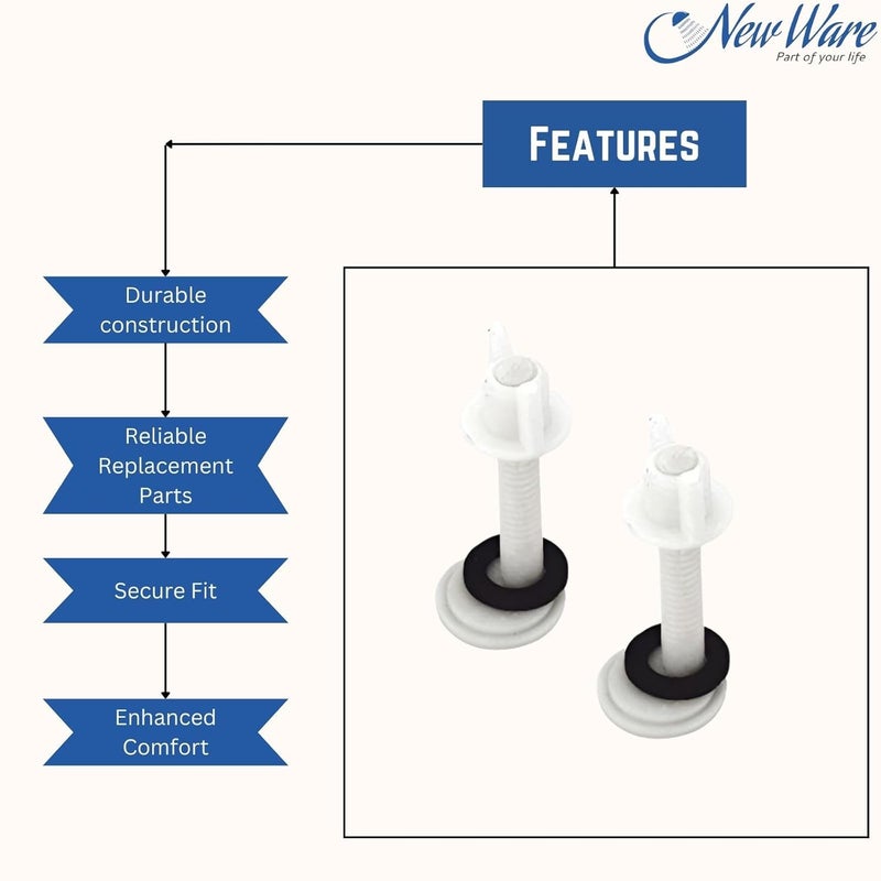 NEW WARE غطاء مقعد مرحاض بلاستيكي أبيض اللون من PVC مع مفصلات نوع CERA دائري مع مشبك طويل - Image 5