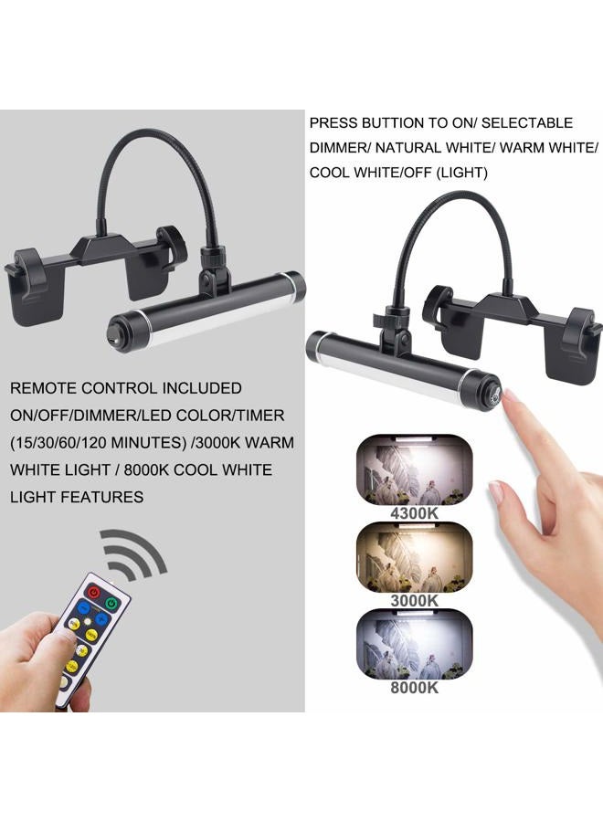 HONWELL Painting Light Cordless, Dartboard Light With Remote, Rechargeable Picture Frame Light, 3 Modes 28 LEDs Rotate Head, 360° Flexible Neck, Clip on Display for Art-Black - Image 3