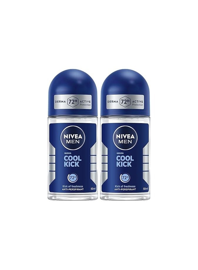 نيفيا مزيل عرق رول أون من نيفيا للرجال، حماية تدوم 48 ساعة، رائحة منعشة ومنعشة، 2 × 50 مل - Image 1