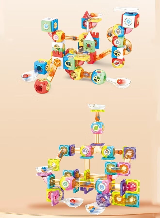 Building Blocks Set,267 PCS Magnetic Tiles Building Blocks Set Toys, Magnetic Assembled Slide Ball Toy, Sliding Ball Magnetic Building Block Set, DIY Assembly Toy Set Educational Toys,Children's DIY Stacking Building Blocks,Gift For 3-6 Year Boys Girls - Image 3