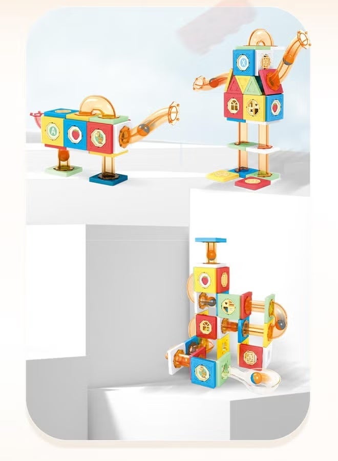 Building Blocks Set,267 PCS Magnetic Tiles Building Blocks Set Toys, Magnetic Assembled Slide Ball Toy, Sliding Ball Magnetic Building Block Set, DIY Assembly Toy Set Educational Toys,Children's DIY Stacking Building Blocks,Gift For 3-6 Year Boys Girls - Image 5