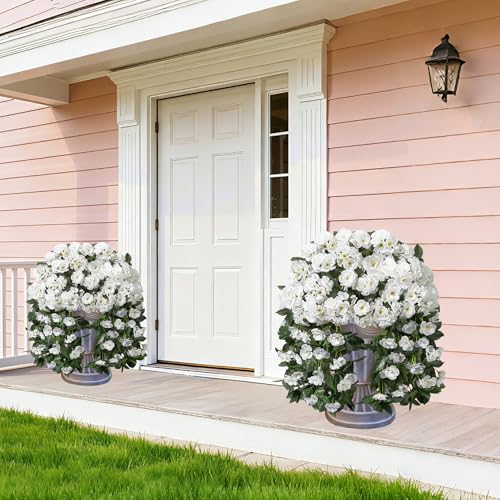 Ivydale Artificial Fake Hanging Flowers Geraniums for Outdoors Spring Outside Decor, 2 PCS Faux Silk Flowers UV Resistant Outdoor Plants Realistic White Trailing Vines for Planters Porch Patio Garden Balcony - Image 4