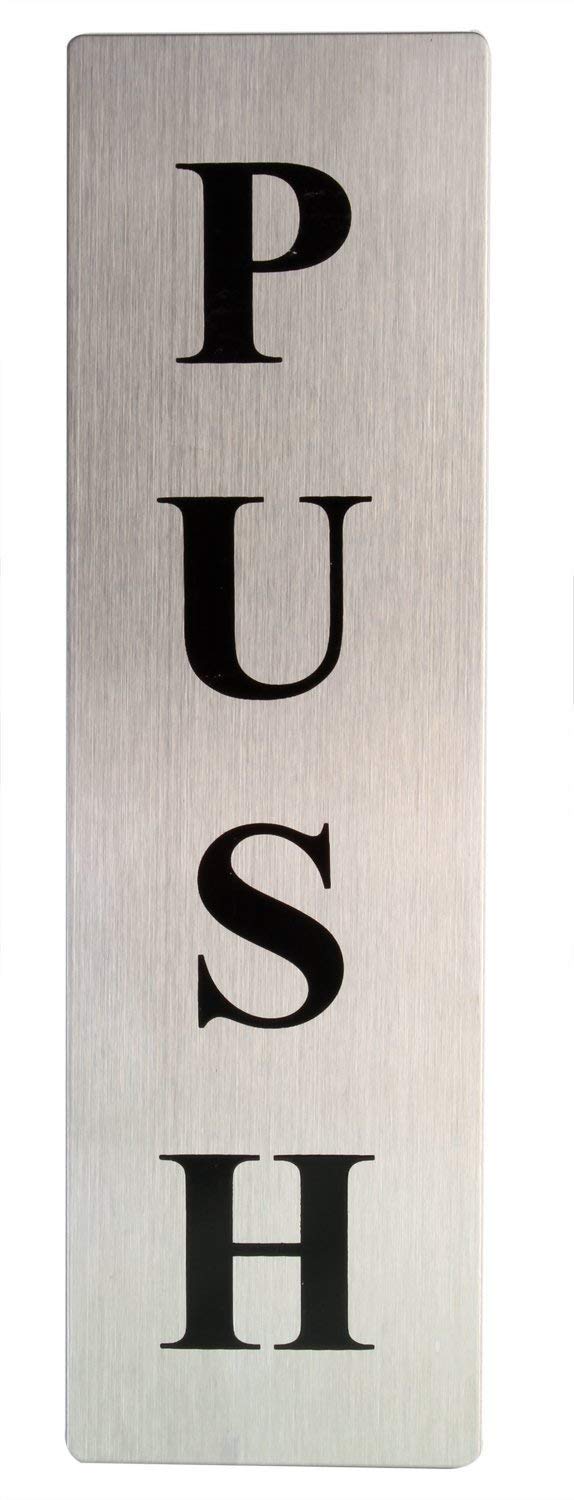 eS³kube Self Adhesive Stainless Steel PUSH & PULL Metal Signage Board- Set of 4 Pieces - Image 2