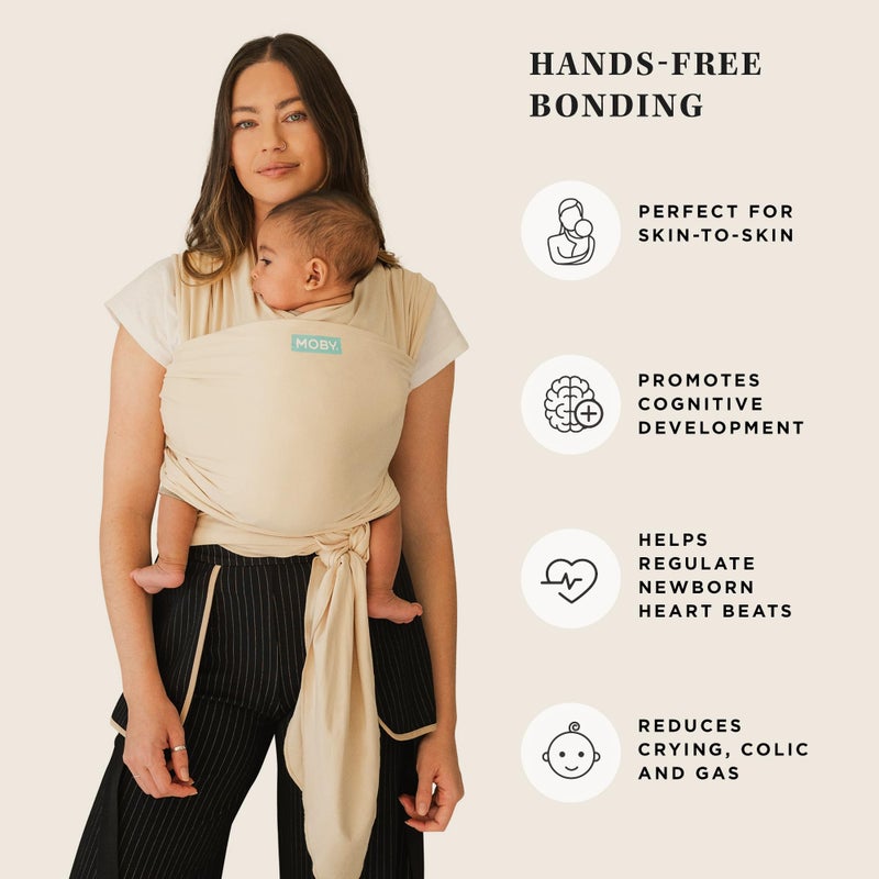 Moby Baby Wrap Carrier Classic for Newborns to Toddlers (8-33lbs), Infant Sling Carrier, Lightweight & Hands Free Design, Adjustable for All Body Types (Sand Dollar) - Image 5