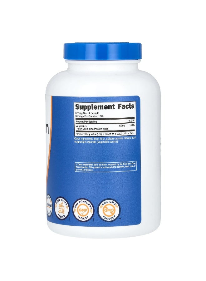 Nutricost نوتريكوست، أكسيد المغنيسيوم، 750 ملغ، 240 كبسولة - Image 2