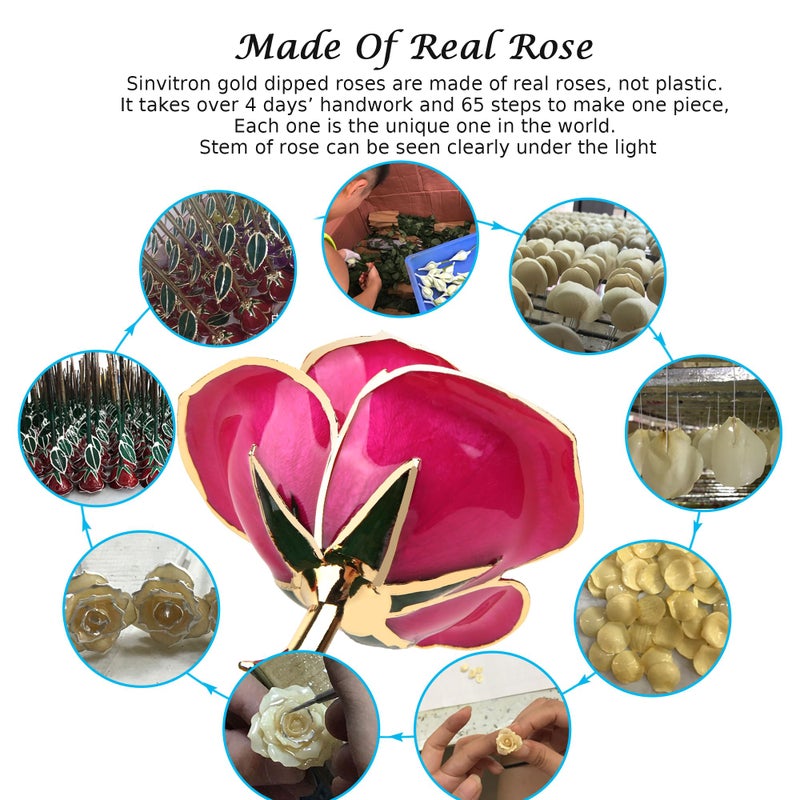 Sinvitron Gold Dipped Infinity Rose - Eternal Resin-Preserved Rose | Forever Flower Decor for Birthdays  Mothers Day  Anniversaries | Unique Gift for Women  Mom  Wife (Rose Red) - Image 5