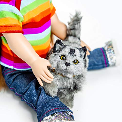 The Queen's Treasures The Queens Treasures 18 Inch Doll Pet Accessory Truly Adorable Realistic Grey Striped Kitty Cat Compatible with American Girl Dolls - Image 1