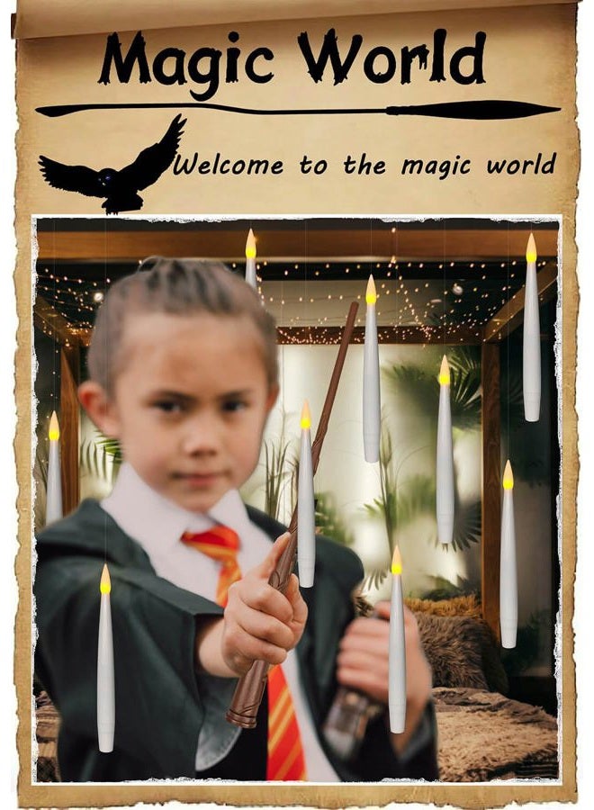Leejec 20pcs Flameless Taper Floating Candles with Magic Wand Remote, Flickering Warm Light, Battery Operated 6.1" LED Electric Window Candle, Decor for Christmas, Wedding, Halloween, Birthday Party - Image 2