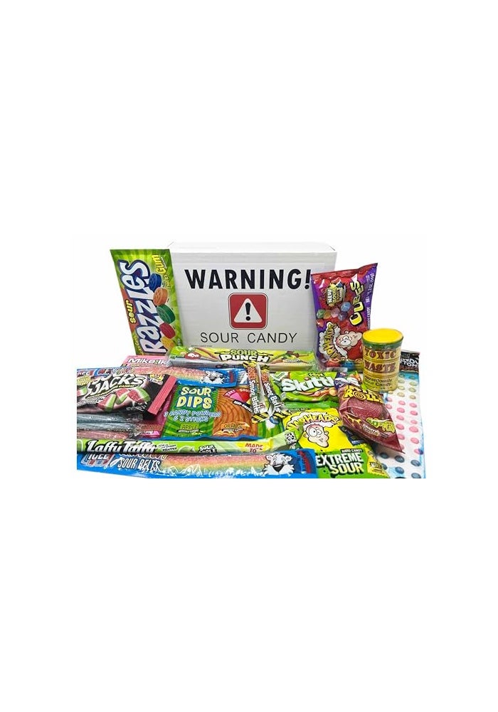 RETRO CANDY YUM Super Sour Candy Variety Pack  Assorted Sour Candy Box  Sour Candy Box for Birthday Gift Celebration Thinking of You - Image 1