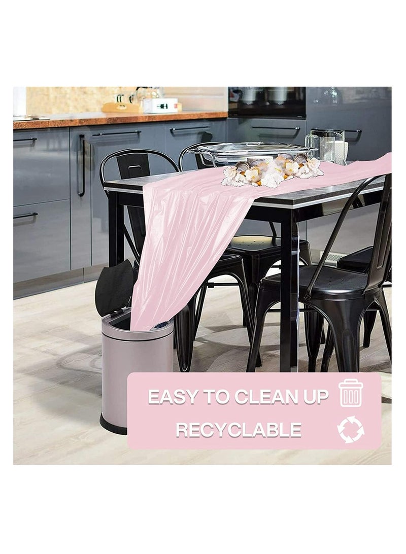 مفرش طاولة بلاستيكي ممتاز يمكن التخلص منه (54 × 72 بوصة)، غطاء طاولة مستطيل مزخرف للزفاف والحفلات والولائم [5 عبوات ， وردي] - Image 3