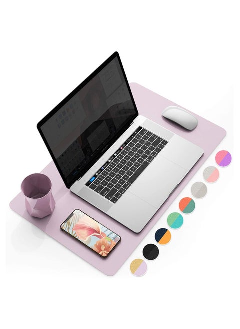 Multifunctional Office Desk Pad, Ultra Thin Waterproof PU Leather Mouse Pad, Dual Use Desk Writing Mat for Office/Home(Gold + Pink)
