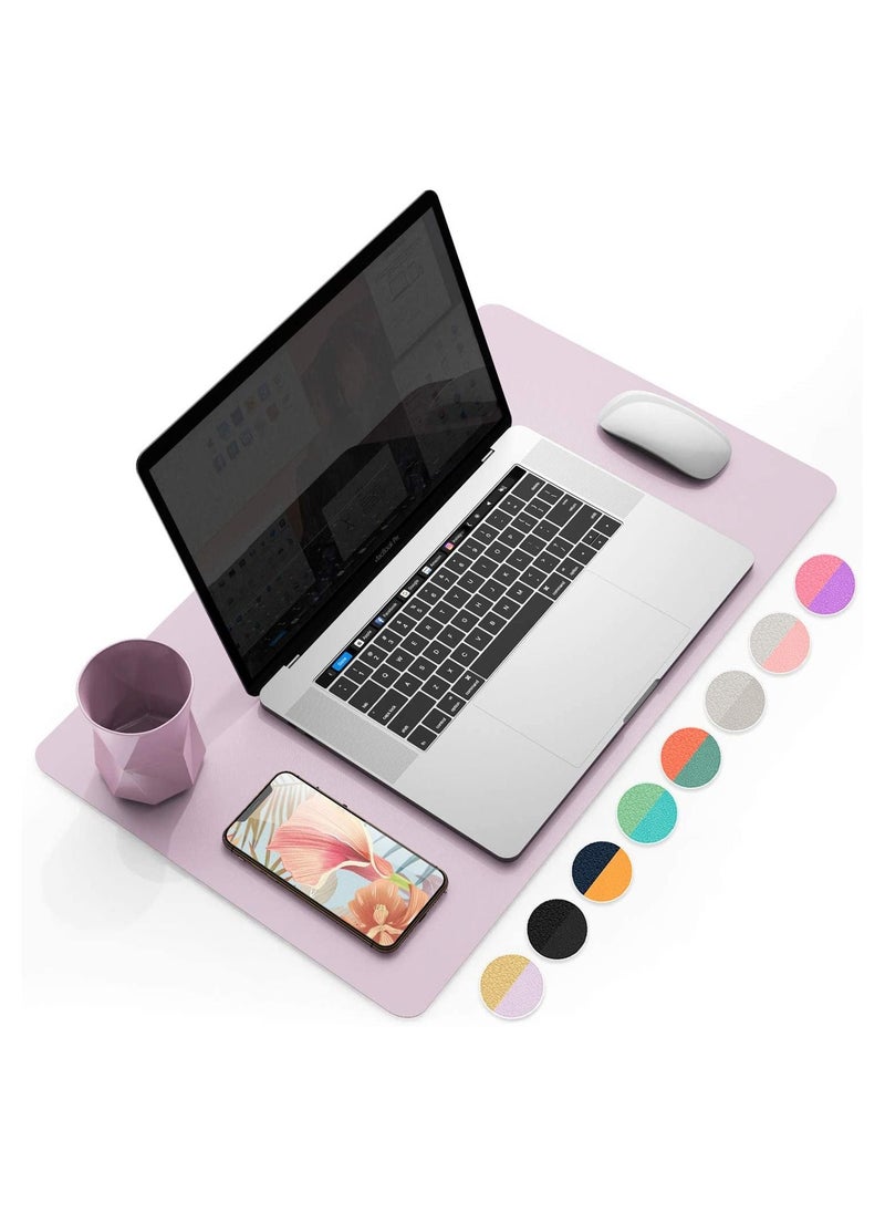 Multifunctional Office Desk Pad, Ultra Thin Waterproof PU Leather Mouse Pad, Dual Use Desk Writing Mat for Office/Home(Gold + Pink)