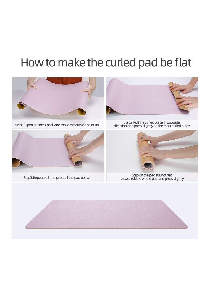 Multifunctional Office Desk Pad, Ultra Thin Waterproof PU Leather Mouse Pad, Dual Use Desk Writing Mat for Office/Home(Gold + Pink)