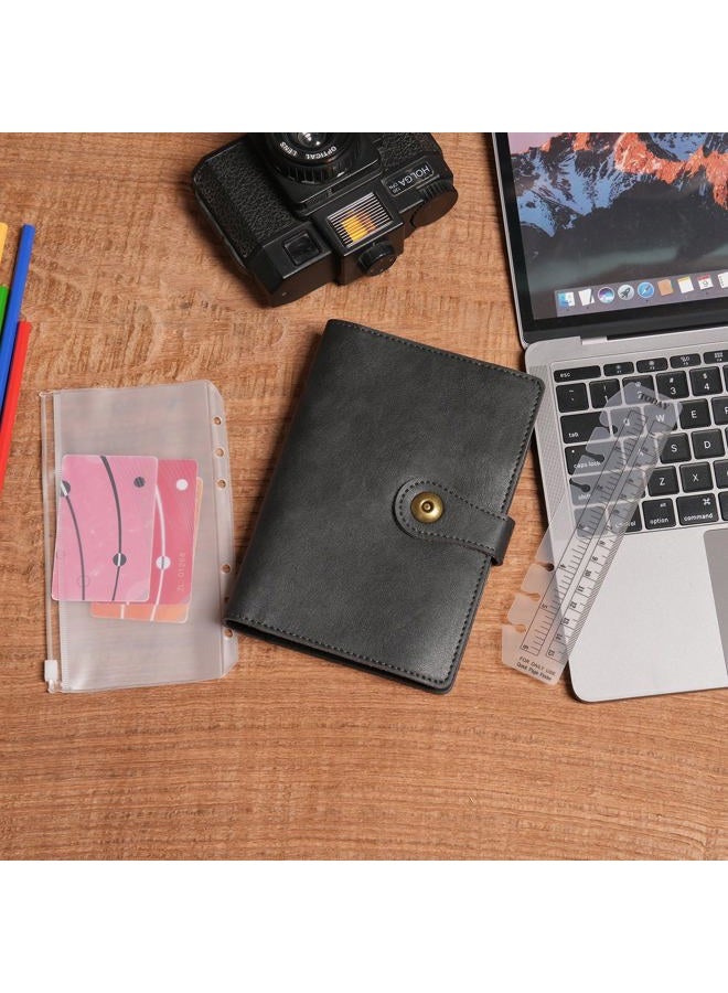 Wonderpool Ring Binder Notebook A6 Refillable Leather Diary Organiser Binder Folder with Pockets Lined Paper Pen for Office School Business Travel Planning Writing (Purple, A6) - Image 2