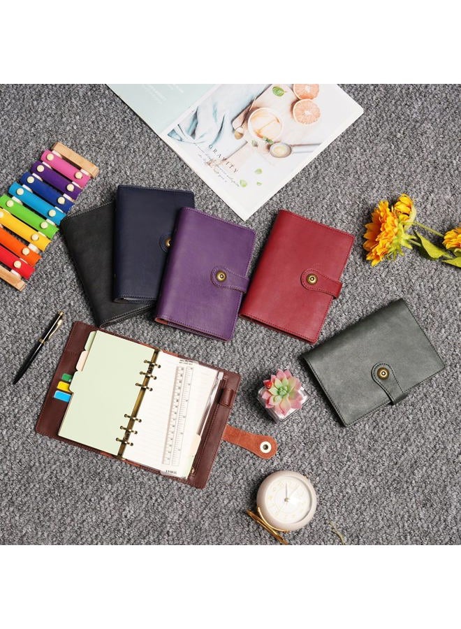 Wonderpool Ring Binder Notebook A6 Refillable Leather Diary Organiser Binder Folder with Pockets Lined Paper Pen for Office School Business Travel Planning Writing (Purple, A6) - Image 4