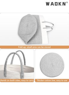 WAOKN Versatile Woven Cotton Rope Laundry Basket with Comfortable Handles, Creating a Unique Storage View in the Nursery (Barrel Style)  - Image 3