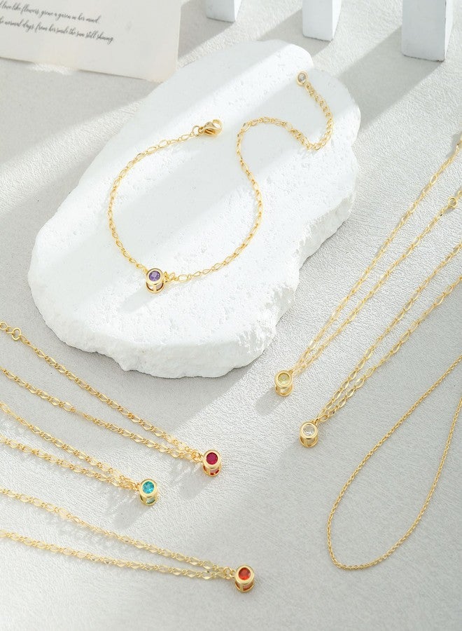 Kyerlyn Diamond Anklets Bracelets for Women 14K Gold Plated February Birthstone Mothers Dainty Cubic Zirconia Birthday Beath Gifts for Women Jewelry - Image 5