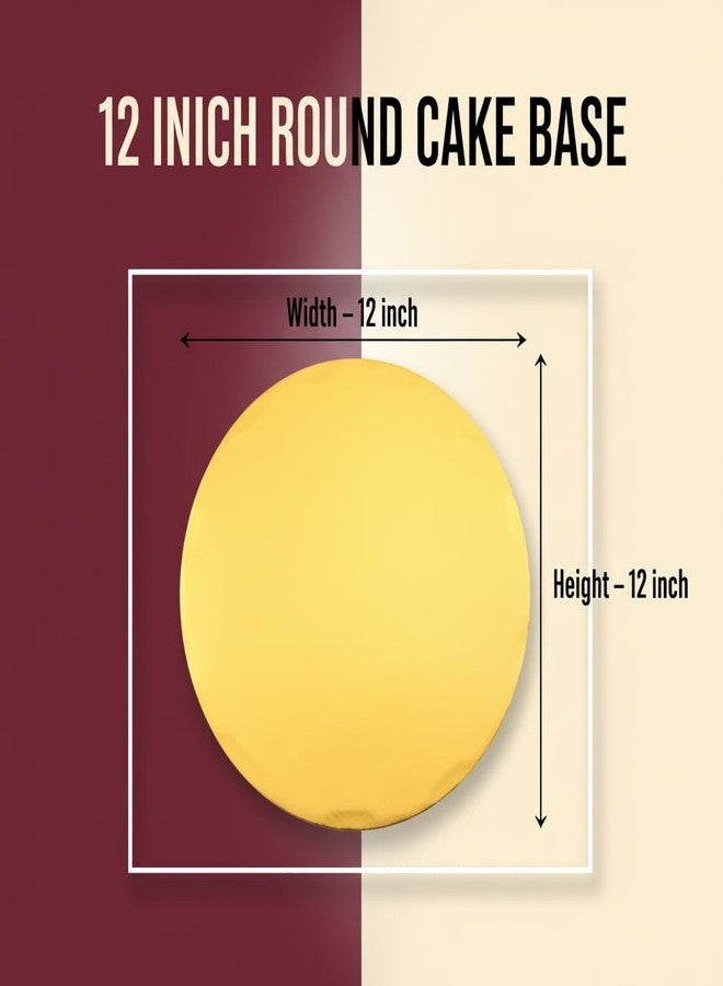 KHAANA PACKAGING 12-Inch Round Cake Base Boards | MDF Cake Plate, Gold, Set of 5 | Disposable Cake Circles, Scalloped Cardboard Cake Boards for Cakes, Pastries, & Desserts | Premium Cake Base Circles - Image 2