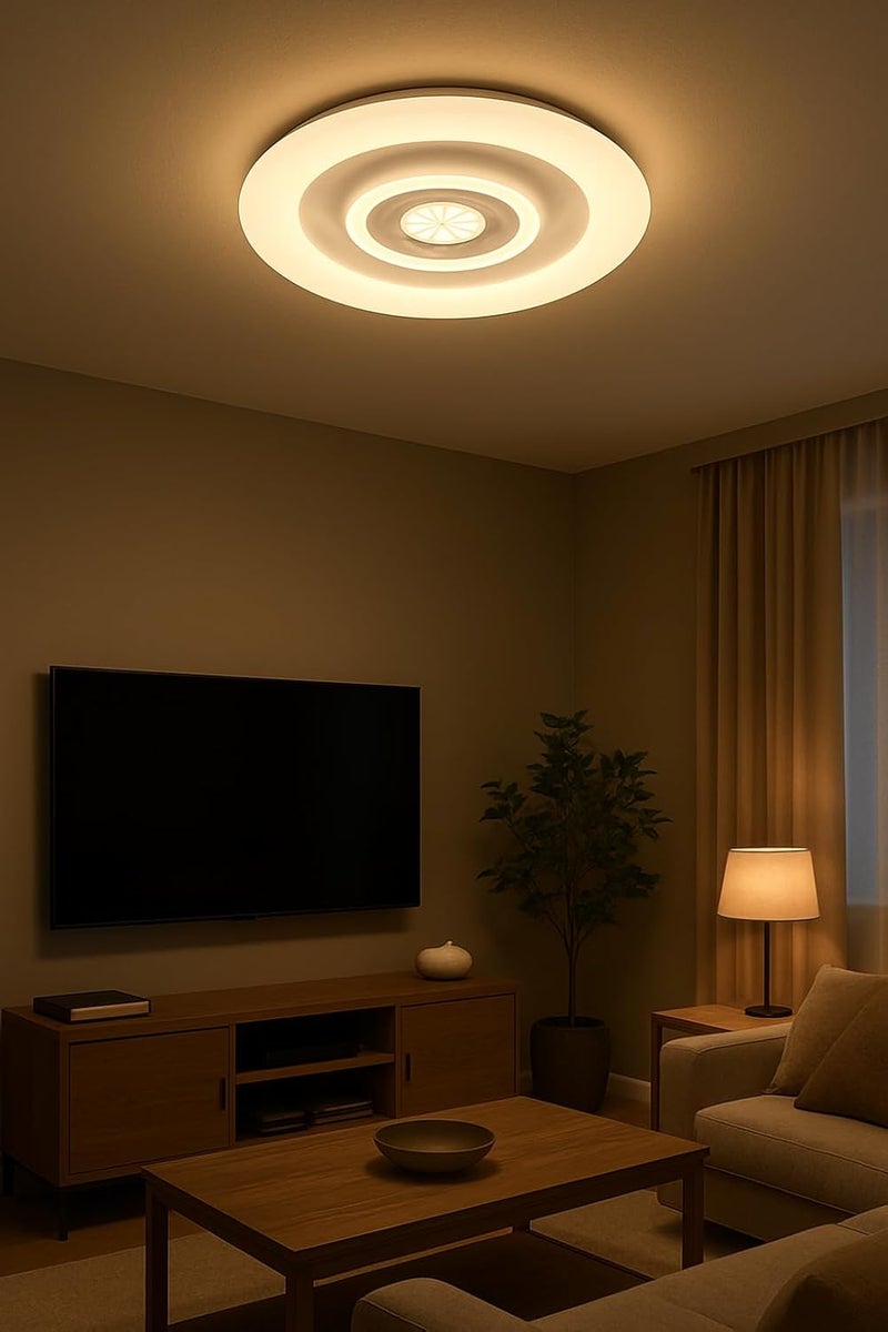ضوء سقف LED حديث، 72 واط، 47.5 سم، 6700 لومن، 3 درجات حرارة للون، تركيبة مثبتة على السقف لغرفة النوم، غرفة المعيشة، المطبخ - Image 4