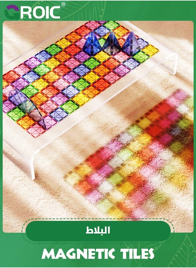 GROIC Magnetic Tiles Toys for Kids,Magnet Blocks Building STEM Preschool Sensory Learning Montessori Autism Toys,STEM Building Blocks Toys  - Image 4