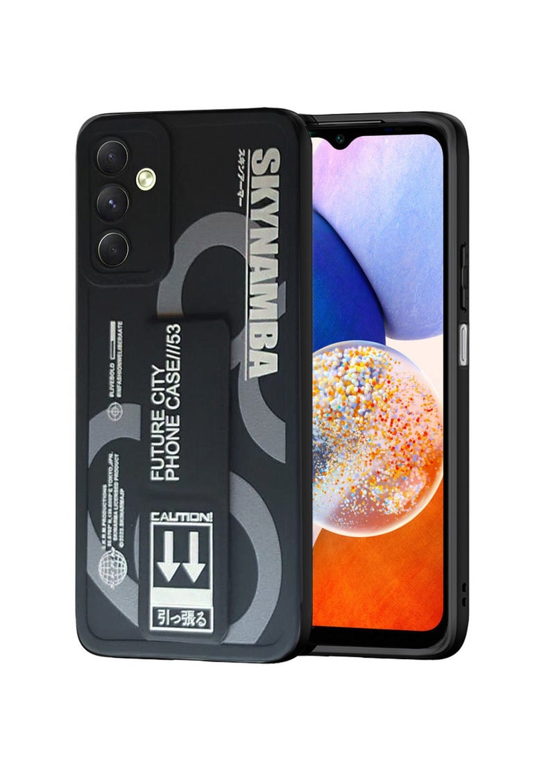 Techie غطاء حماية أنيق من السيليكون مع قبضة يد مغناطيسية آمنة لهاتف Samsung Galaxy A14 5G - أسود - Image 1