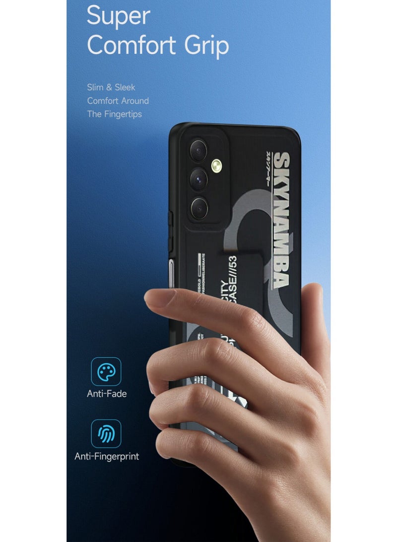 Techie غطاء حماية أنيق من السيليكون مع قبضة يد مغناطيسية آمنة لهاتف Samsung Galaxy A14 5G - أسود - Image 3