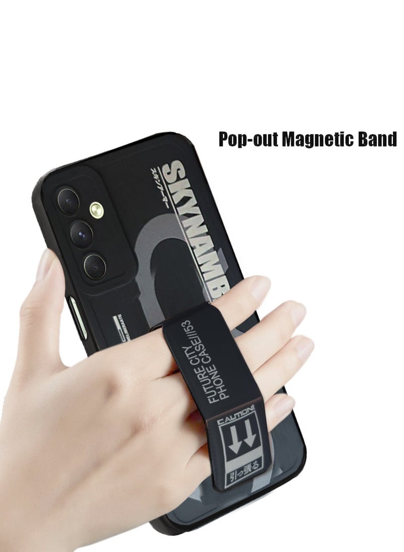 Techie غطاء حماية أنيق من السيليكون مع قبضة يد مغناطيسية آمنة لهاتف Samsung Galaxy A14 5G - أسود - Image 5