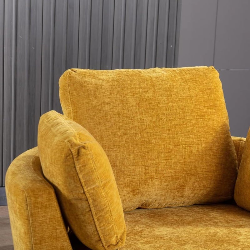 Comfynest Round Swivel Accent Sofa in Mustard - Image 2
