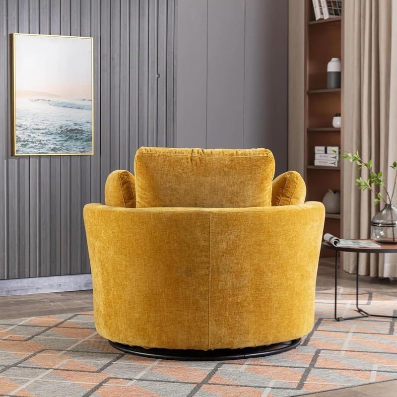 Comfynest Round Swivel Accent Sofa in Mustard - Image 4