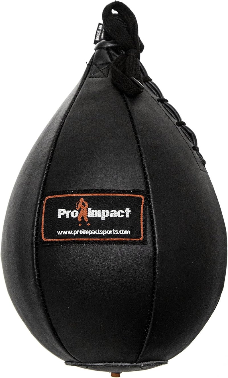 Pro Impact PU Leather Speed Bag – Pear Shaped Hanging Ball for Boxing, MMA & Muay Thai – Training Equipment for Doorway Hanging Ceiling – Boxer Accuracy Workout, Drills & Exercise – Punching Trainer - Image 1