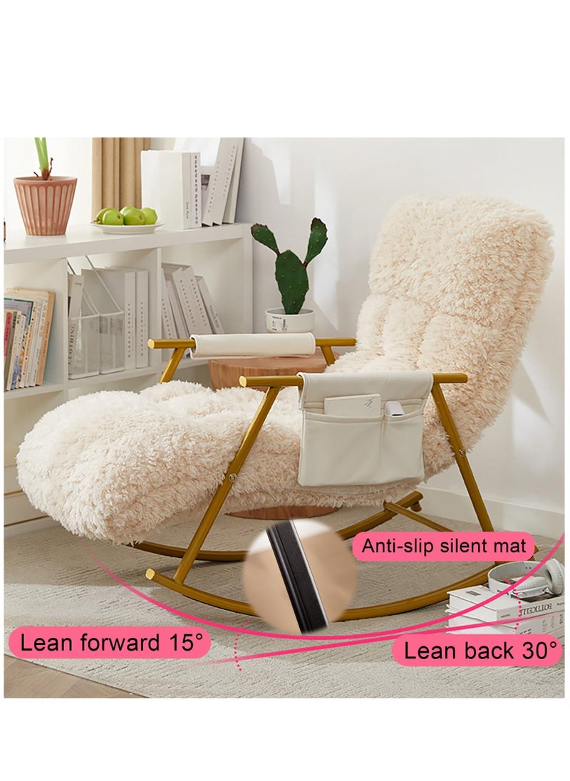 Arabest Rocking Chair,Relax Rocking Chair with Footstool,Patio Rocking Chair with Side Pockets,Adjustable Backrest Height,for Living Room Bedroom Office  - Image 5