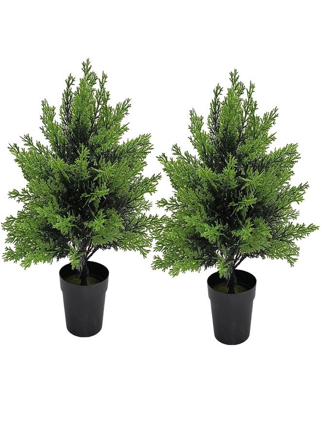 NAWEIDA Artificial Potted Small Topiary Ball Tree, 16 Inch, Indoor Outdoor UV Resistant Small Bush Potted Artificial Plants for Porch Garden, Set of 2 - Image 1